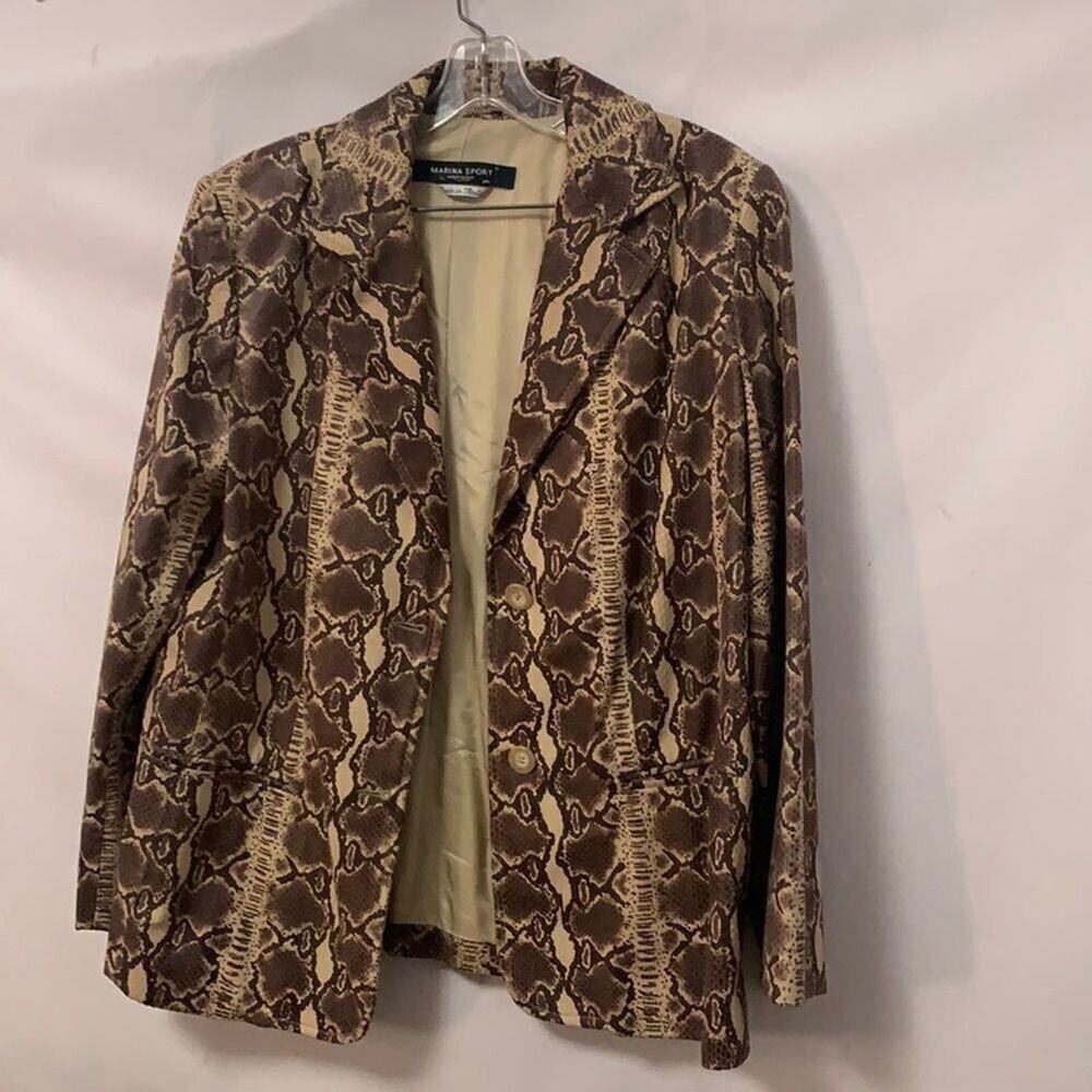 MARINA RINALDI MARINA SPORTS LEOPARD PRINT JACKET SIZE BY MEASUREMENTS